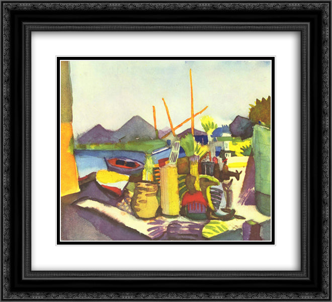 Landscape near Hammamet 22x20 Black Ornate Wood Framed Art Print Poster with Double Matting by Macke, August