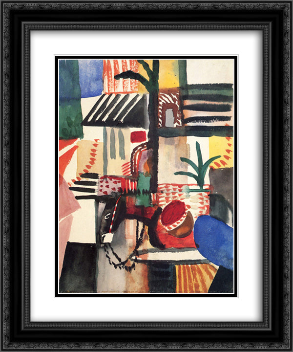 Man with donkey 20x24 Black Ornate Wood Framed Art Print Poster with Double Matting by Macke, August