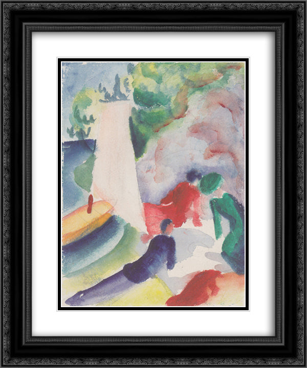 Picnic on the beach 20x24 Black Ornate Wood Framed Art Print Poster with Double Matting by Macke, August