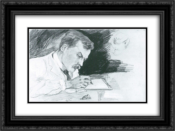 Portrait of Dr. Ludwig Deubner, writing 24x18 Black Ornate Wood Framed Art Print Poster with Double Matting by Macke, August