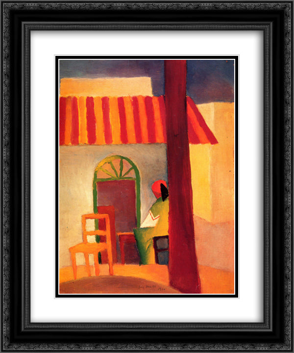 Turkish Cafe (I) 20x24 Black Ornate Wood Framed Art Print Poster with Double Matting by Macke, August