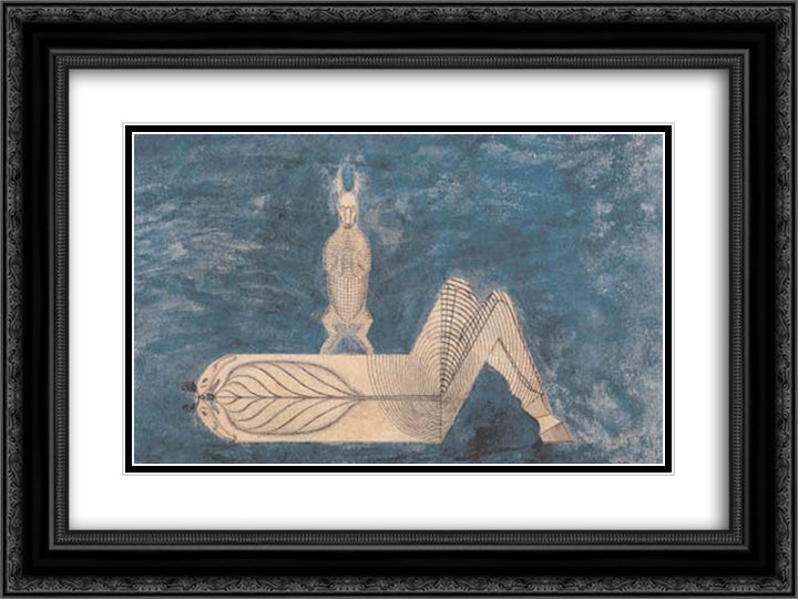 World axis with hare 24x18 Black Ornate Wood Framed Art Print Poster with Double Matting by Natterer, August