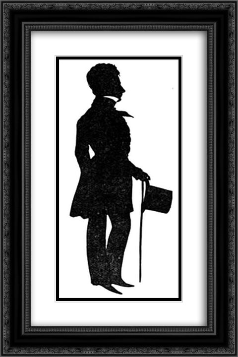 H.W. Longfellow 16x24 Black Ornate Wood Framed Art Print Poster with Double Matting by Edouart, Auguste