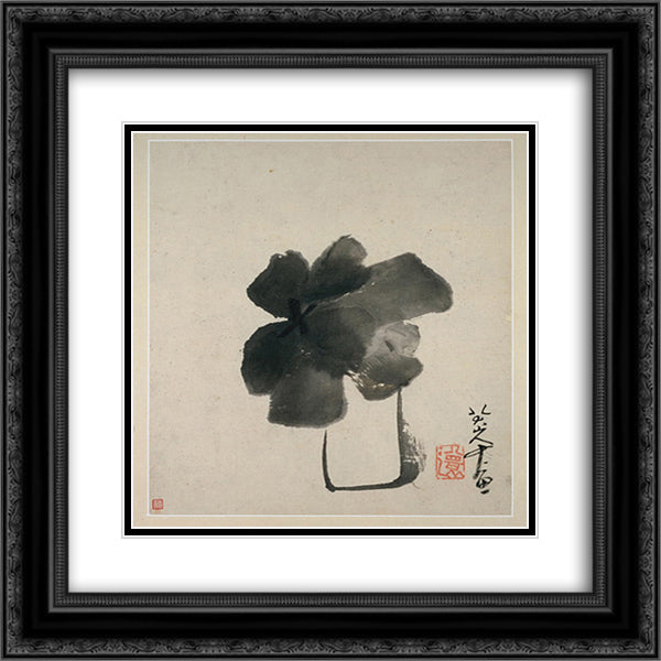 Flower in Jar 20x20 Black Ornate Wood Framed Art Print Poster with Double Matting by Shanren, Bada