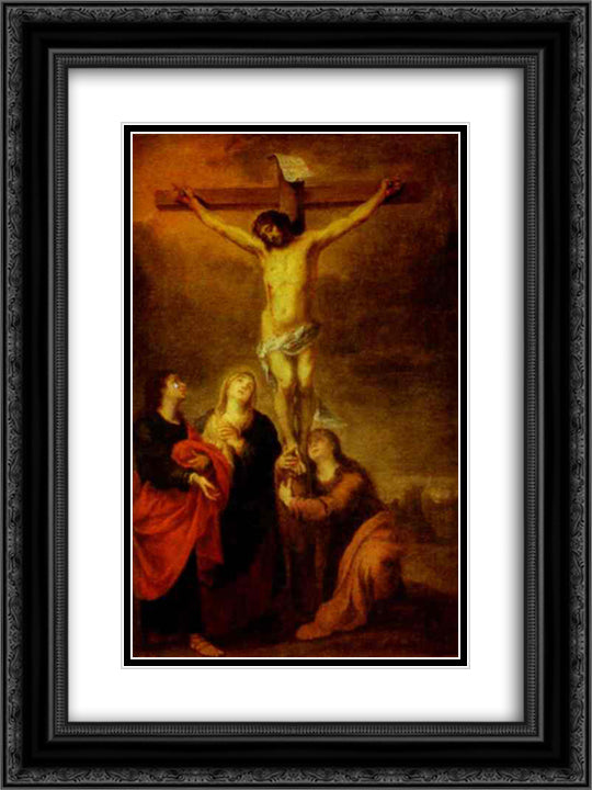 Crucifixion 18x24 Black Ornate Wood Framed Art Print Poster with Double Matting by Murillo, Bartolome Esteban