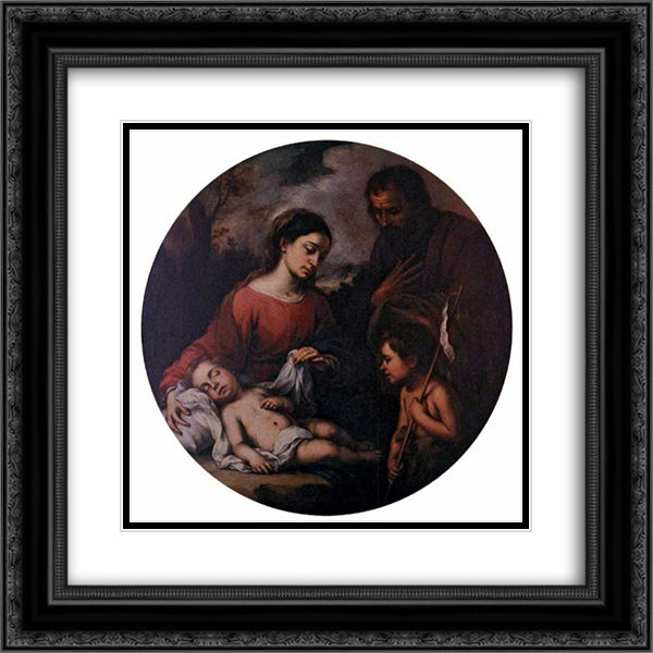 Holy Family with the Infant Saint John 20x20 Black Ornate Wood Framed Art Print Poster with Double Matting by Murillo, Bartolome Esteban