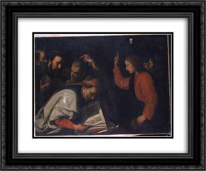 Jesus Among Doctors 24x20 Black Ornate Wood Framed Art Print Poster with Double Matting by Murillo, Bartolome Esteban