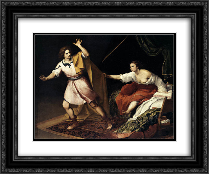 Joseph and Potiphar's Wife 24x20 Black Ornate Wood Framed Art Print Poster with Double Matting by Murillo, Bartolome Esteban