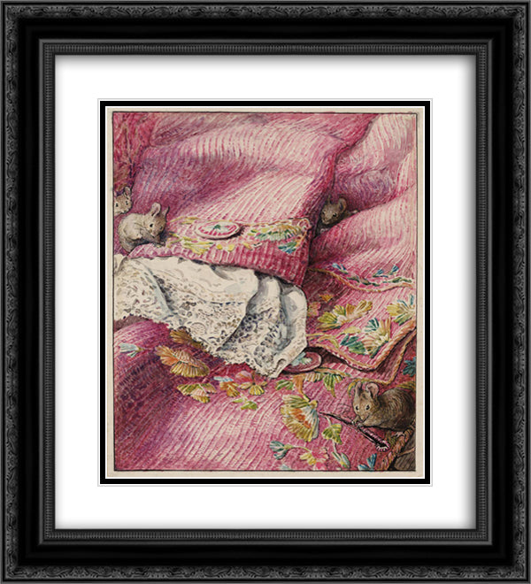 Helen Beatrix PotterThe Mice Stitching Button-Holes 20x22 Black Ornate Wood Framed Art Print Poster with Double Matting by Potter, Beatrix