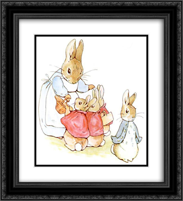 Peter-rabbit 20x22 Black Ornate Wood Framed Art Print Poster with Double Matting by Potter, Beatrix