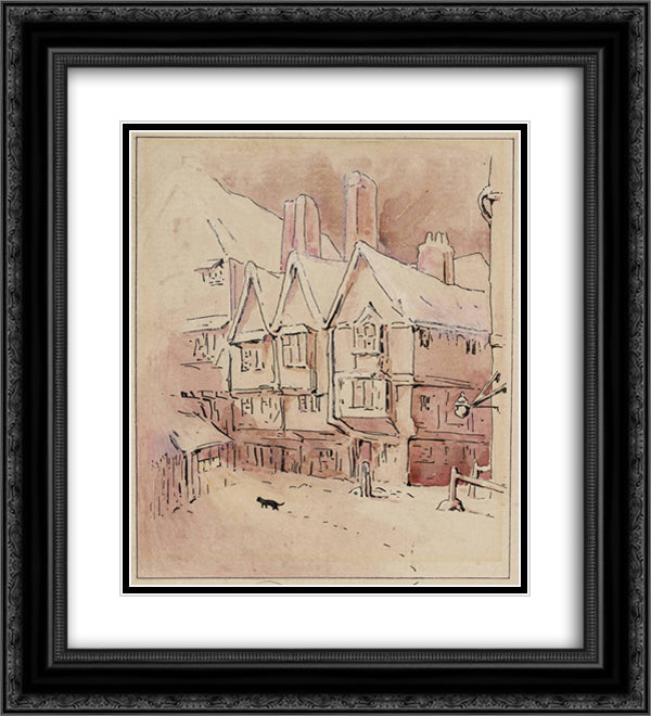 Simpkin Hears the Mice 20x22 Black Ornate Wood Framed Art Print Poster with Double Matting by Potter, Beatrix