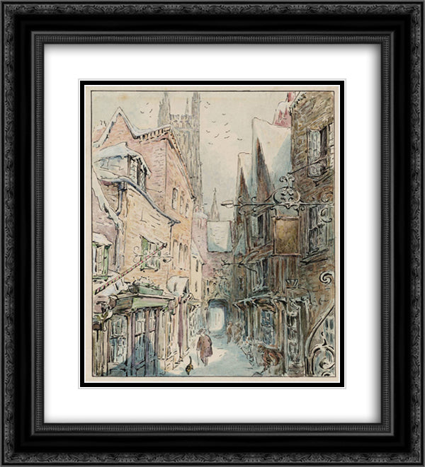 The Tailor and Simpkin Set Out for the Shop 20x22 Black Ornate Wood Framed Art Print Poster with Double Matting by Potter, Beatrix
