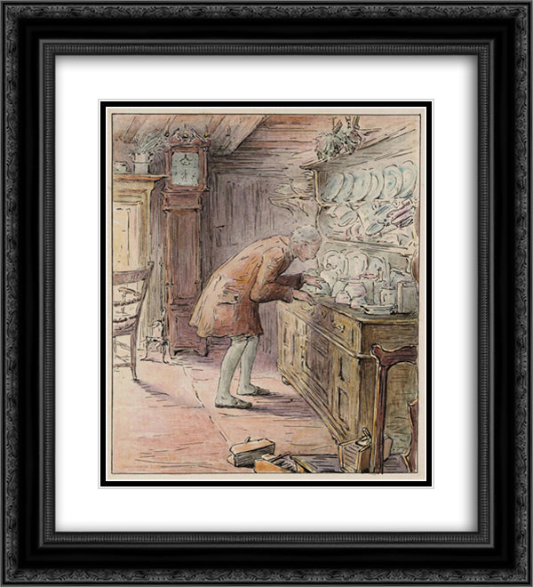 The Tailor Hears Noises 20x22 Black Ornate Wood Framed Art Print Poster with Double Matting by Potter, Beatrix