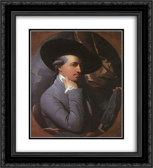 Self portrait 20x22 Black Ornate Wood Framed Art Print Poster with Double Matting by West, Benjamin