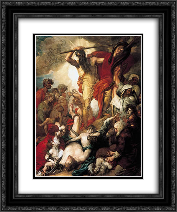 The Brazen Serpent 20x24 Black Ornate Wood Framed Art Print Poster with Double Matting by West, Benjamin