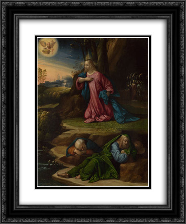 The Agony in the Garden 20x24 Black Ornate Wood Framed Art Print Poster with Double Matting by Tisi, Benvenuto