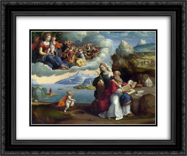 The Vision of St. Augustine 24x20 Black Ornate Wood Framed Art Print Poster with Double Matting by Tisi, Benvenuto
