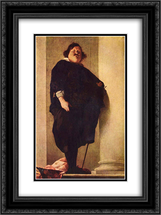 Portrait of a fat gentleman 18x24 Black Ornate Wood Framed Art Print Poster with Double Matting by Strozzi, Bernardo