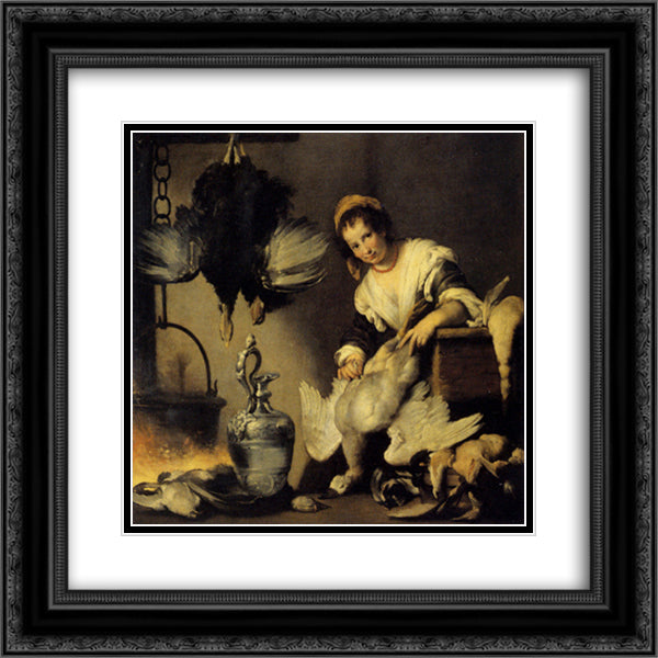 The Cook 20x20 Black Ornate Wood Framed Art Print Poster with Double Matting by Strozzi, Bernardo