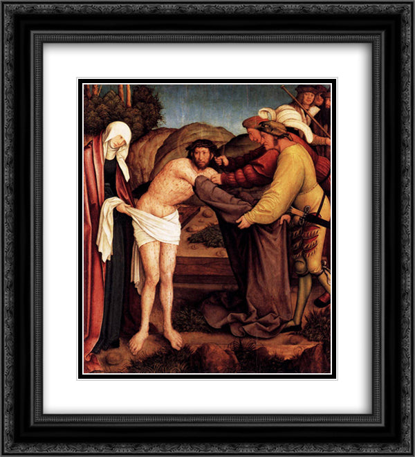 Disrobing of Christ 20x22 Black Ornate Wood Framed Art Print Poster with Double Matting by Strigel, Bernhard