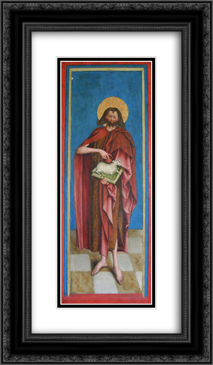 John the Baptist 14x24 Black Ornate Wood Framed Art Print Poster with Double Matting by Strigel, Bernhard