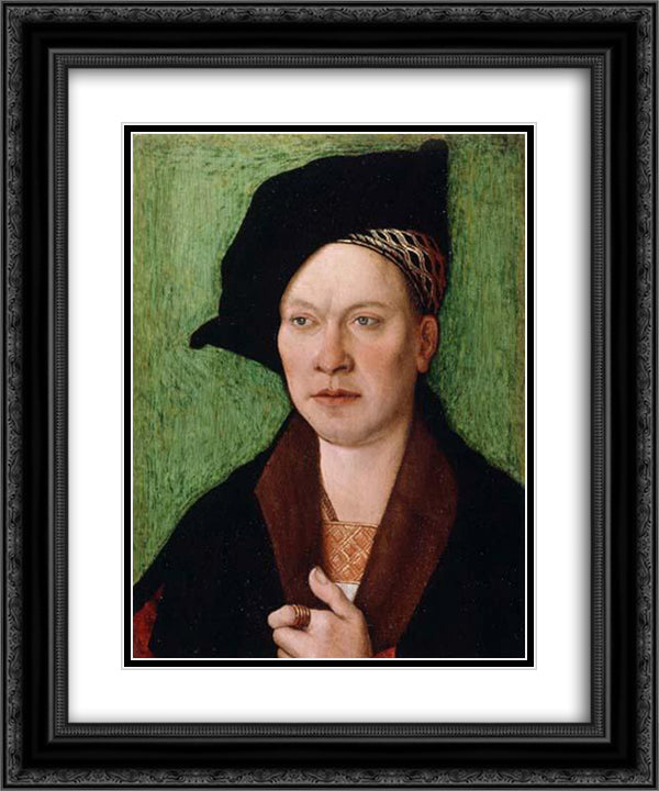 Portrait of a Gentleman 20x24 Black Ornate Wood Framed Art Print Poster with Double Matting by Strigel, Bernhard