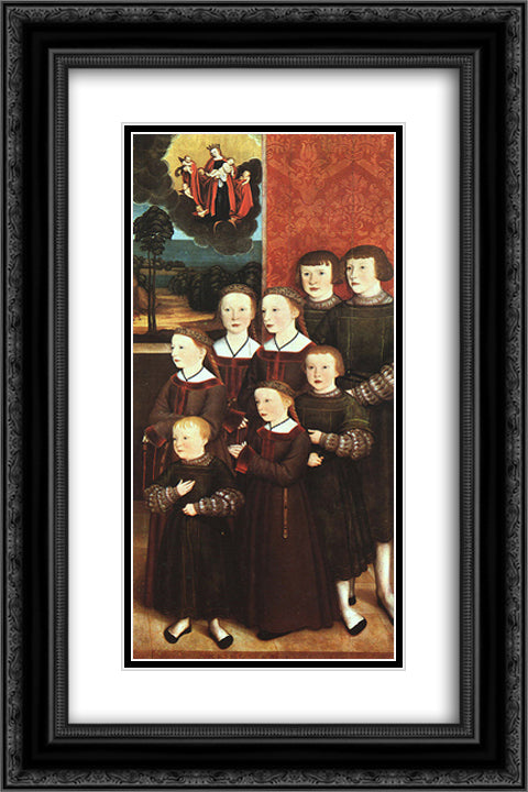 The eight children Konrad Rehlinger 16x24 Black Ornate Wood Framed Art Print Poster with Double Matting by Strigel, Bernhard