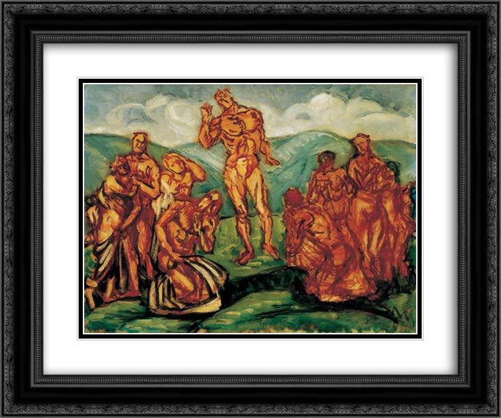 Sermon on the Mountain 24x20 Black Ornate Wood Framed Art Print Poster with Double Matting by Por, Bertalan