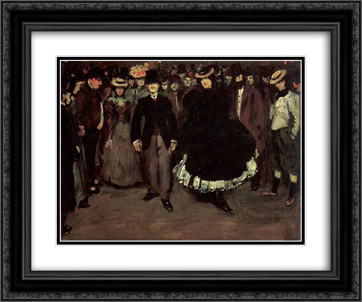 Bal Bullier 24x20 Black Ornate Wood Framed Art Print Poster with Double Matting by Glackens, William James