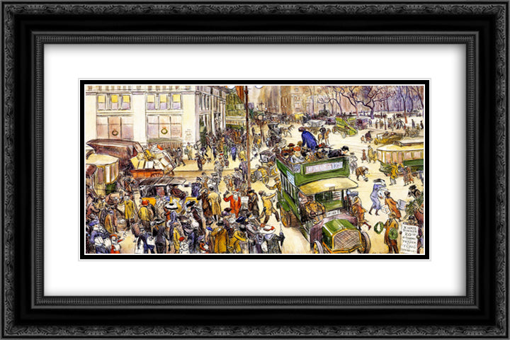 Christmas Shoppers 24x16 Black Ornate Wood Framed Art Print Poster with Double Matting by Glackens, William James
