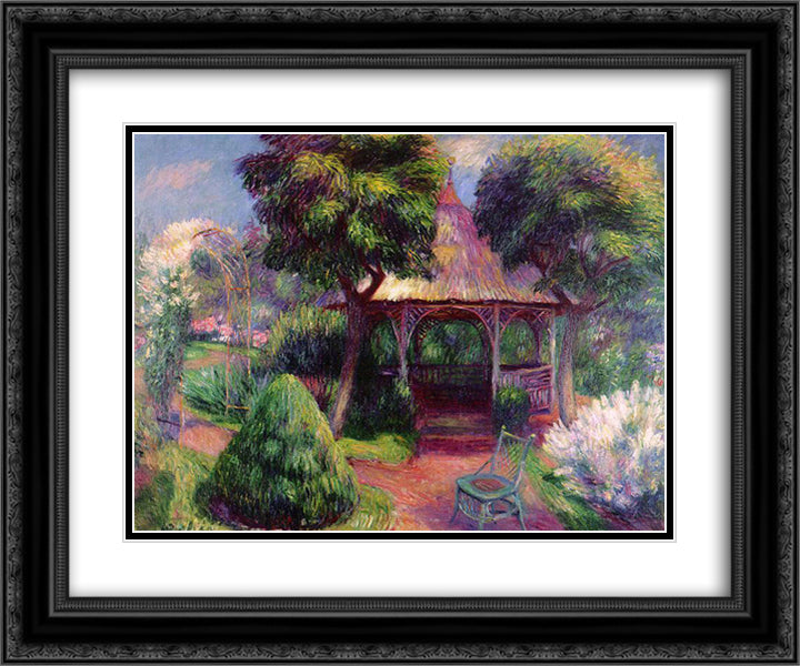 Garden in Hartford 24x20 Black Ornate Wood Framed Art Print Poster with Double Matting by Glackens, William James