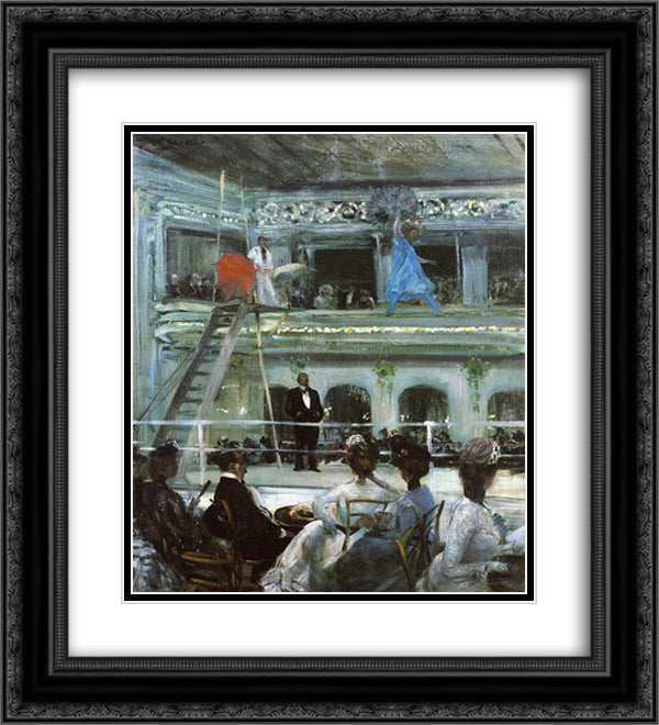Hammerstein's Roof Garden 20x22 Black Ornate Wood Framed Art Print Poster with Double Matting by Glackens, William James