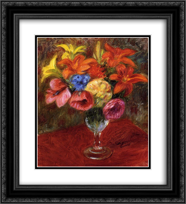 Poppies, Lilies and Blue Flowers 20x22 Black Ornate Wood Framed Art Print Poster with Double Matting by Glackens, William James
