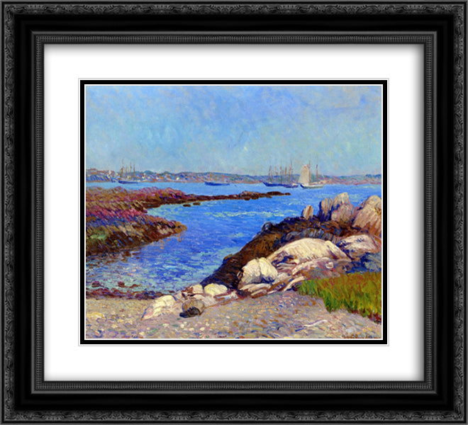 Portsmouth Harbor, New Hampshire 22x20 Black Ornate Wood Framed Art Print Poster with Double Matting by Glackens, William James
