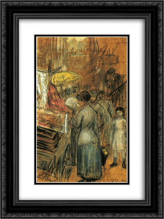Scene on the Lower East Side 18x24 Black Ornate Wood Framed Art Print Poster with Double Matting by Glackens, William James