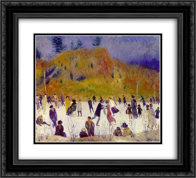 Skating in Central Park 22x20 Black Ornate Wood Framed Art Print Poster with Double Matting by Glackens, William James