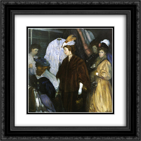 The Shoppers 20x20 Black Ornate Wood Framed Art Print Poster with Double Matting by Glackens, William James