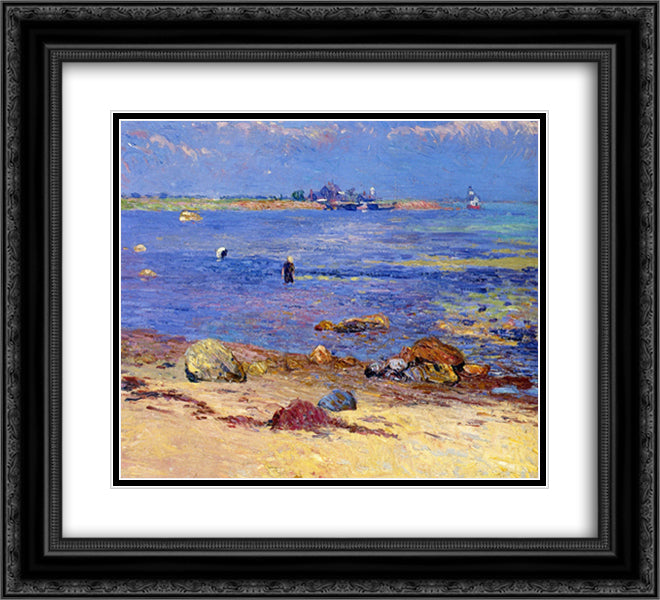Treading Clams, Wickford 22x20 Black Ornate Wood Framed Art Print Poster with Double Matting by Glackens, William James