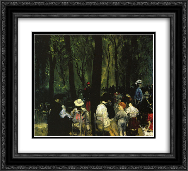 Under the Trees, Luxembourg Gardens 22x20 Black Ornate Wood Framed Art Print Poster with Double Matting by Glackens, William James