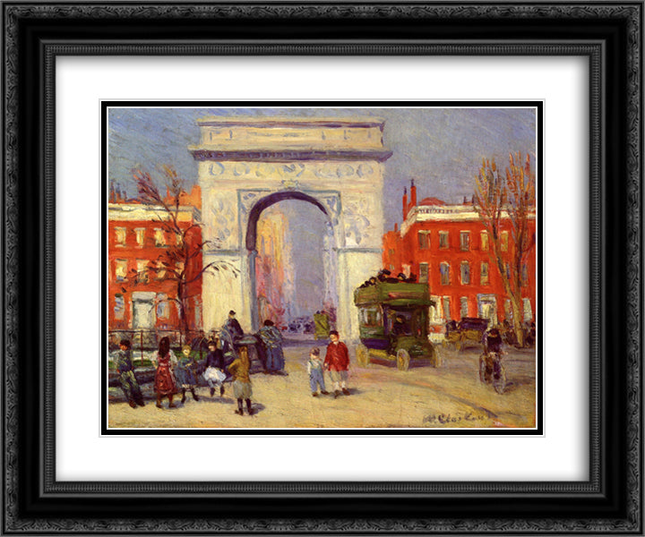 Washington Square Park 24x20 Black Ornate Wood Framed Art Print Poster with Double Matting by Glackens, William James