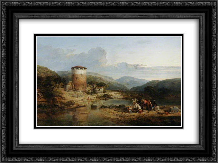 View above the Capua, Southern Italy 24x18 Black Ornate Wood Framed Art Print Poster with Double Matting by Leitch, William Leighton