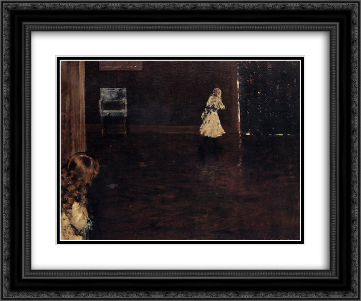 Hide and Seek 24x20 Black Ornate Wood Framed Art Print Poster with Double Matting by Chase, William Merritt