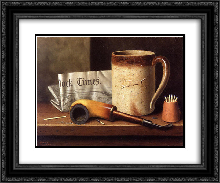 His Mug and His Pipe 24x20 Black Ornate Wood Framed Art Print Poster with Double Matting by Harnett, William Michael