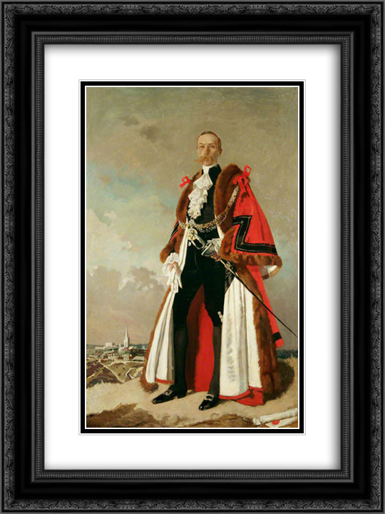 Ernest Egbert Blyth, Last Mayor & First Lord Mayor of Norwich 1911 18x24 Black Ornate Wood Framed Art Print Poster with Double Matting by Orpen, William