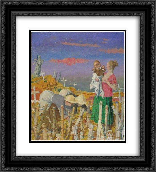Harvest 1918 20x22 Black Ornate Wood Framed Art Print Poster with Double Matting by Orpen, William