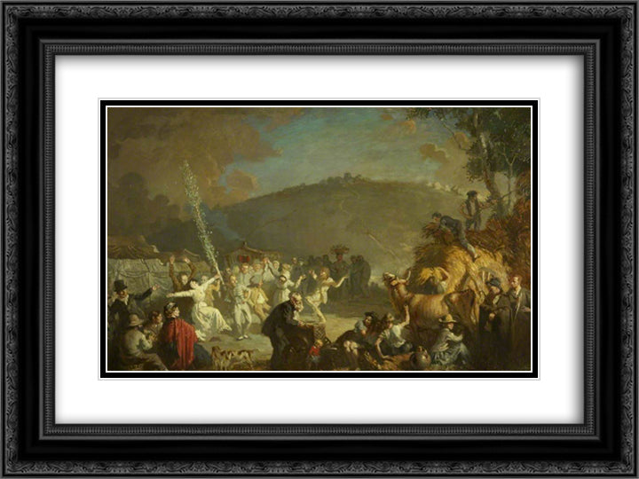 Improvisation on a Barrel Organ 1904 24x18 Black Ornate Wood Framed Art Print Poster with Double Matting by Orpen, William