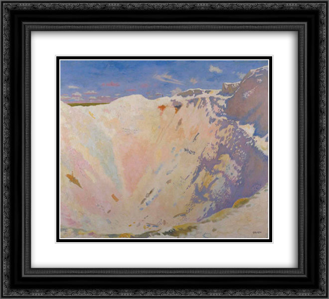Inside a Small Mine Crater, La Boisselle 1917 22x20 Black Ornate Wood Framed Art Print Poster with Double Matting by Orpen, William