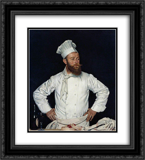 Le Chef de l'Hotel Chatham, Paris 1921 20x22 Black Ornate Wood Framed Art Print Poster with Double Matting by Orpen, William