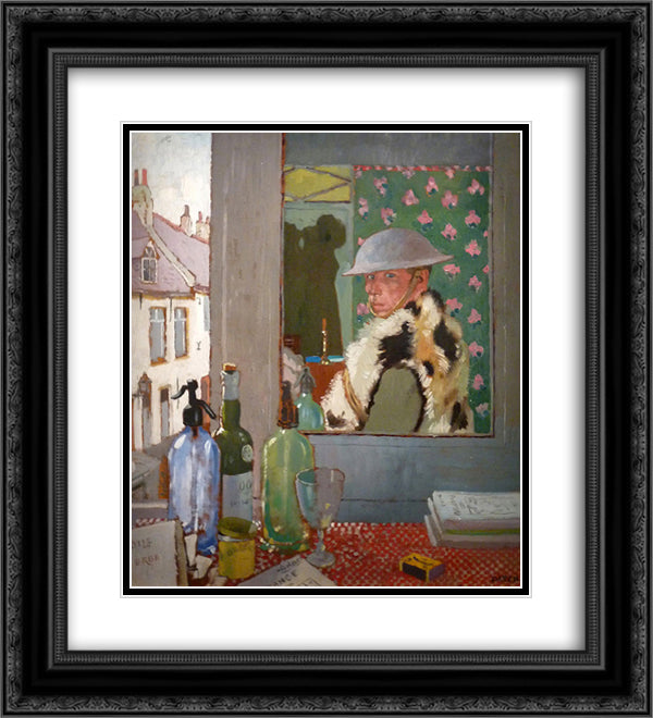 Ready to Start Self-Portrait, 6 octobre 1917 20x22 Black Ornate Wood Framed Art Print Poster with Double Matting by Orpen, William