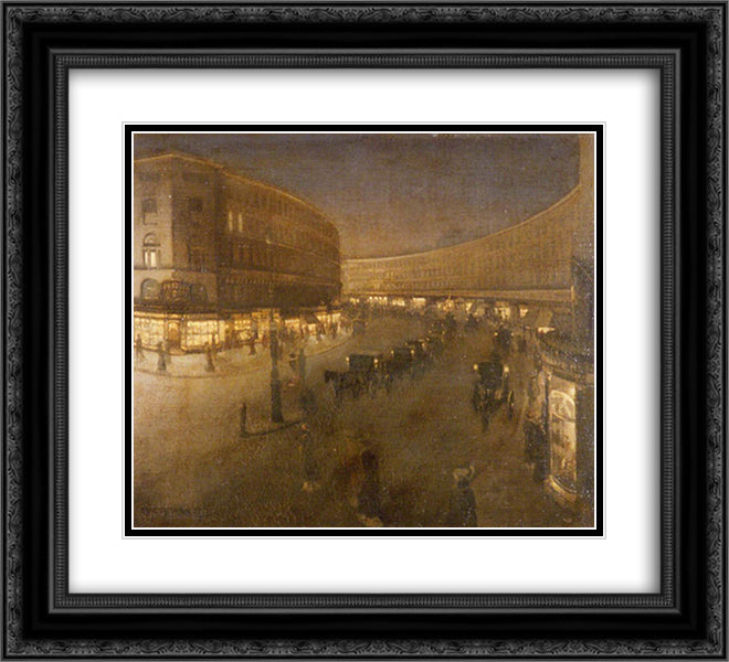 Regent Street 1910 22x20 Black Ornate Wood Framed Art Print Poster with Double Matting by Orpen, William